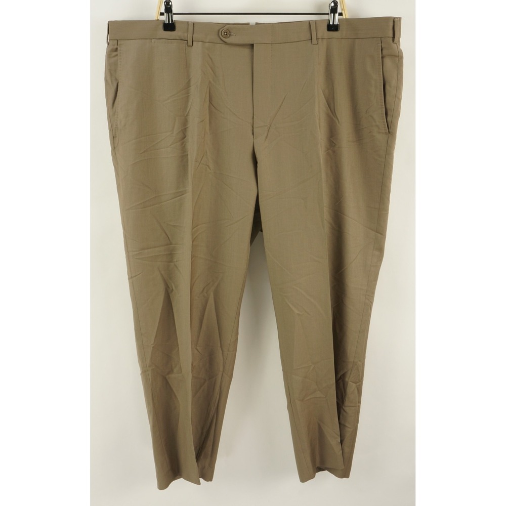 Zegna Trofeo Sartorial Wool Trousers Men's 42 x 27 Brown Jersey Wool Flat Front